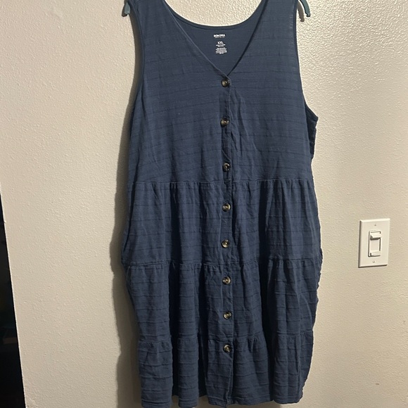 Sonoma Dresses & Skirts - Sonoma Navy Button-Front Tiered Midi Dress